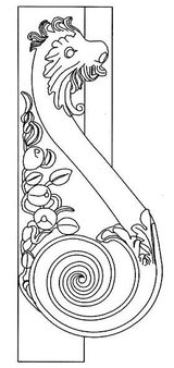 Disegno di elemento zoomorfo presente sui due lati di un portale in via Battisti